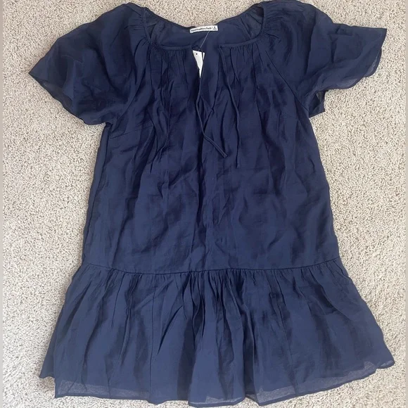 blue floaty dress Blue Floaty Dress with Majorelle Tie Dye Print → Juliet Dunn London main image 0
